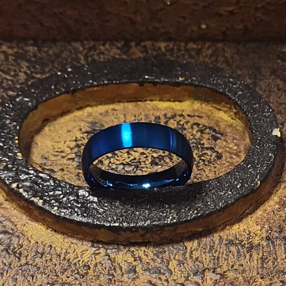 Women's Matte Blue Promise Ring Band - Matte Blue Promise Ring For Girls